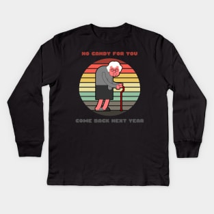 Sunset Old Lady / No Candy for You Kids Long Sleeve T-Shirt